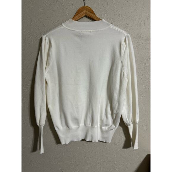 beige Wilson Top Ivory Puffed Shoulders XL - Picture 3 of 3